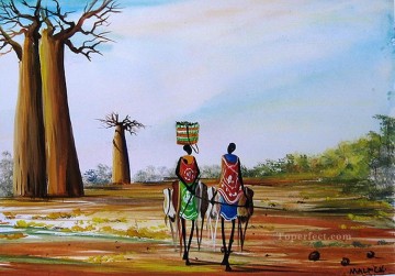 アフリカ人 Painting - バオバブ ロード アフリカン